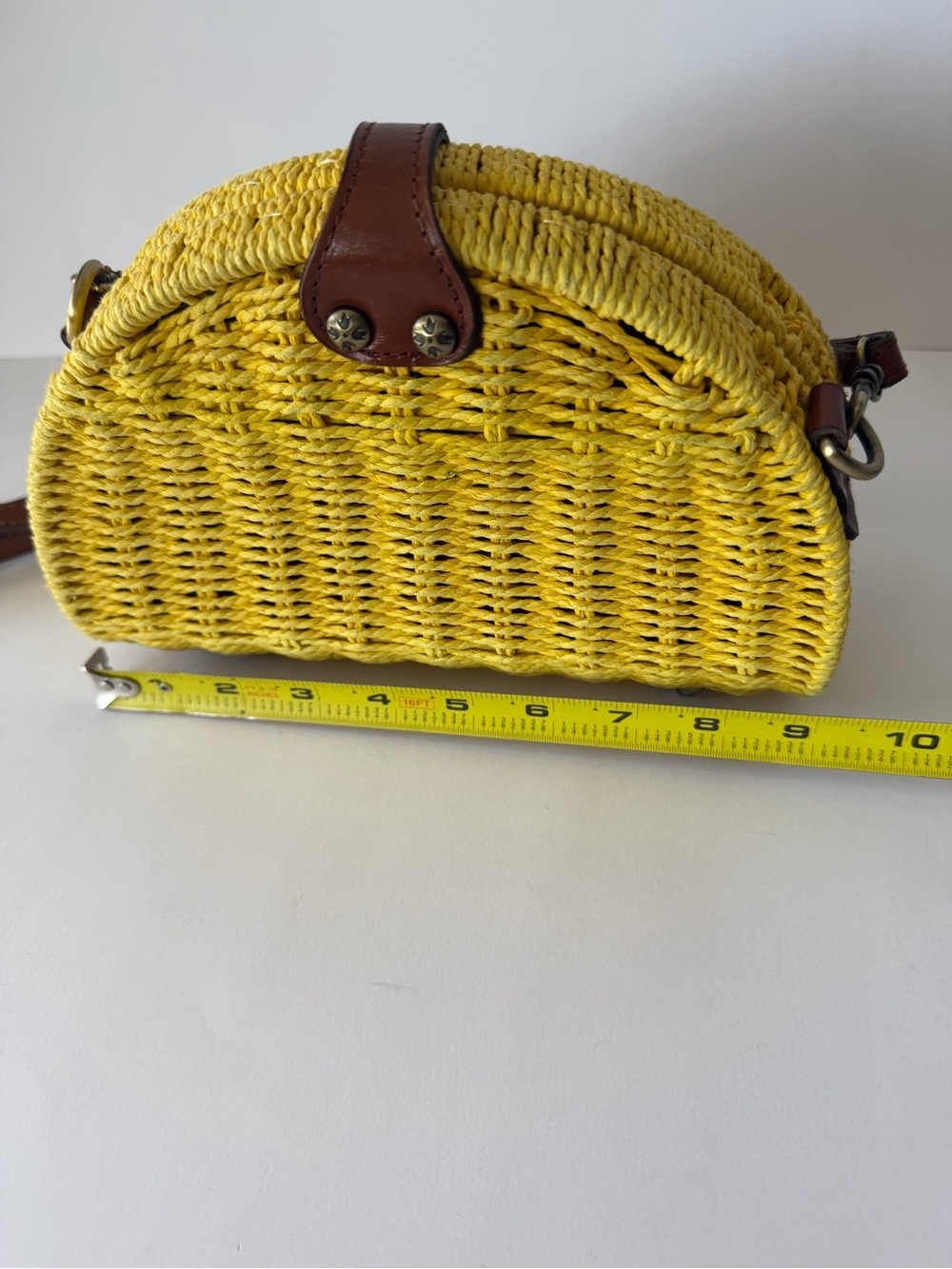 Patricia Nash Wicker Bonelle Dome Crossbody bag Yellow - Picture 7 of 12